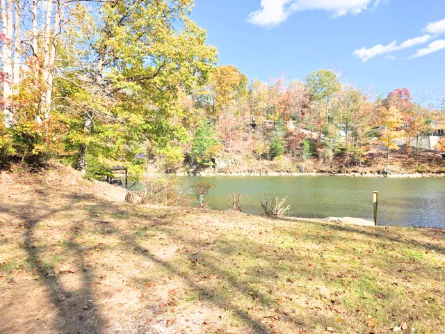 a view of lake with green space