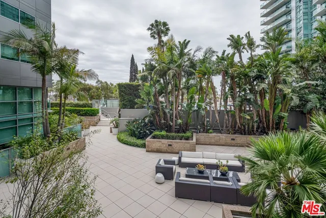 a view of a park with plants and trees