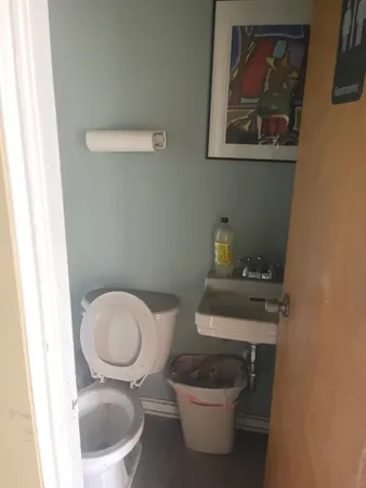 a bathroom with a toilet and a sink