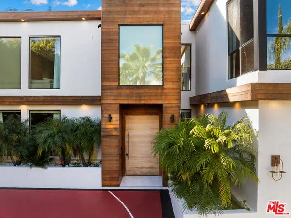 a potted plant sitting in front of a house