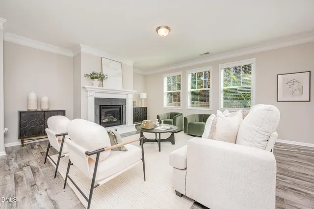 a view of a livingroom with furniture and a potted plant