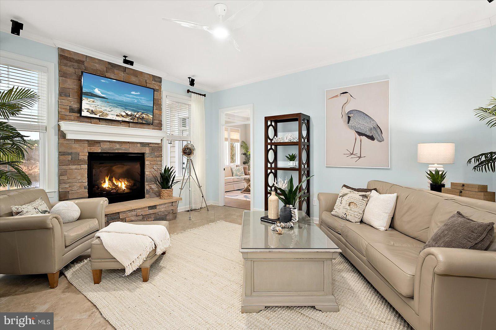 38896 Blue Indigo Road Selbyville, DE 19975 - Photo 18 of 86 a living room with furniture and a fireplace