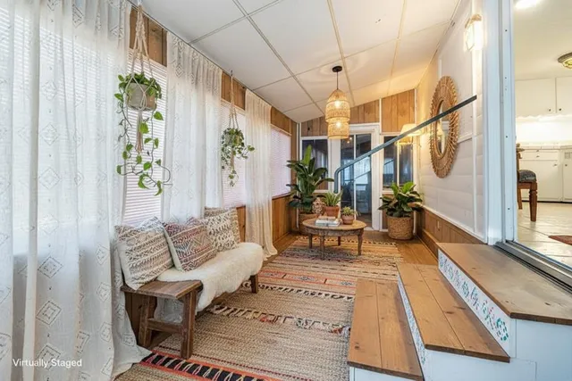 a living room with furniture