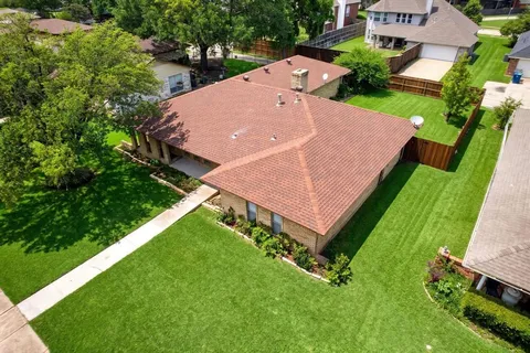 an aerial view of a house