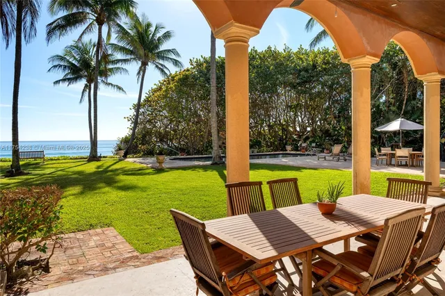 a view of a large building with a door
