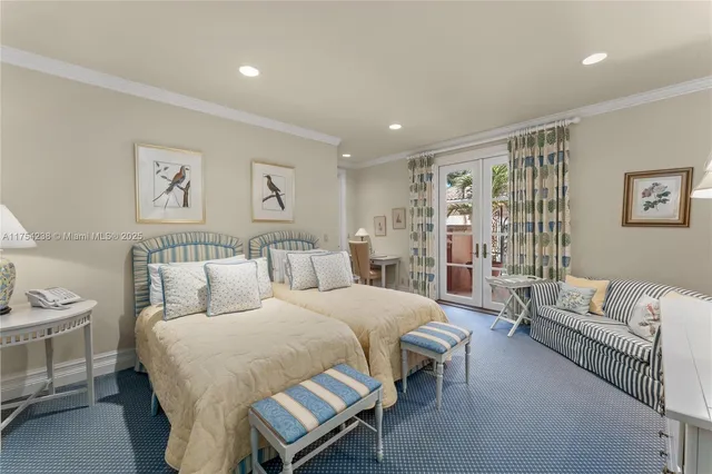 a swimming pool with outdoor seating and yard