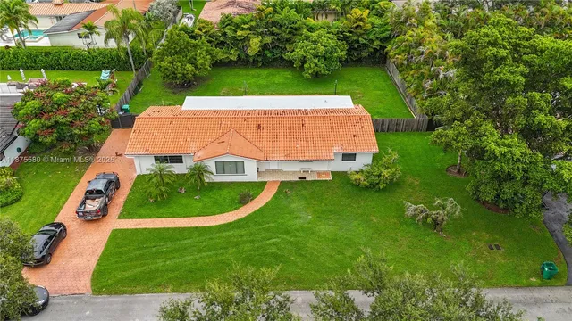 an aerial view of a house