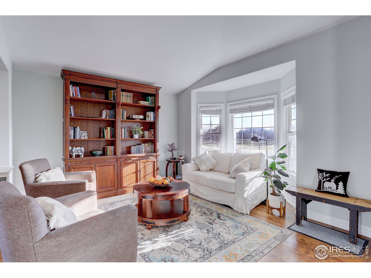 11744 Riverview Road Longmont, CO 80504 - Photo 8 of 40 a living room with furniture and a book shelf