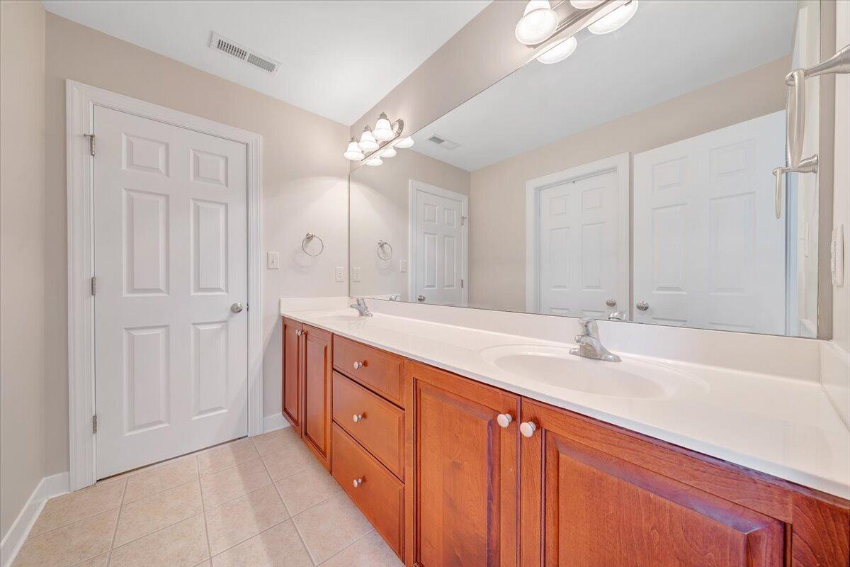 220 Settlers Road Fincastle, VA 24090 - Photo 50 of 106 a bathroom with a double vanity sink a mirror and a bathtub