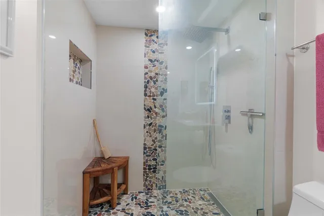 a bathroom with a shower