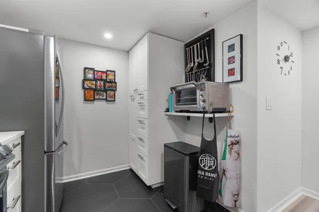 a view of a hallway with workspace