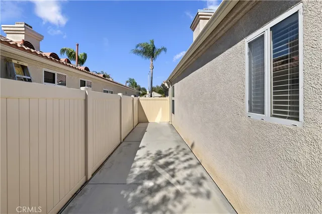 a view of a palm tree next to a yard
