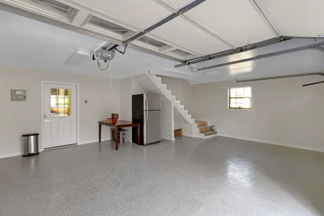 a view of balcony with wooden floor