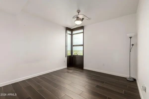 a city view with tall buildings