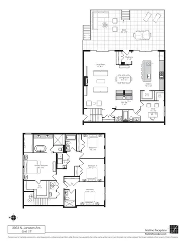 a view of an empty room with wooden floor and a kitchen