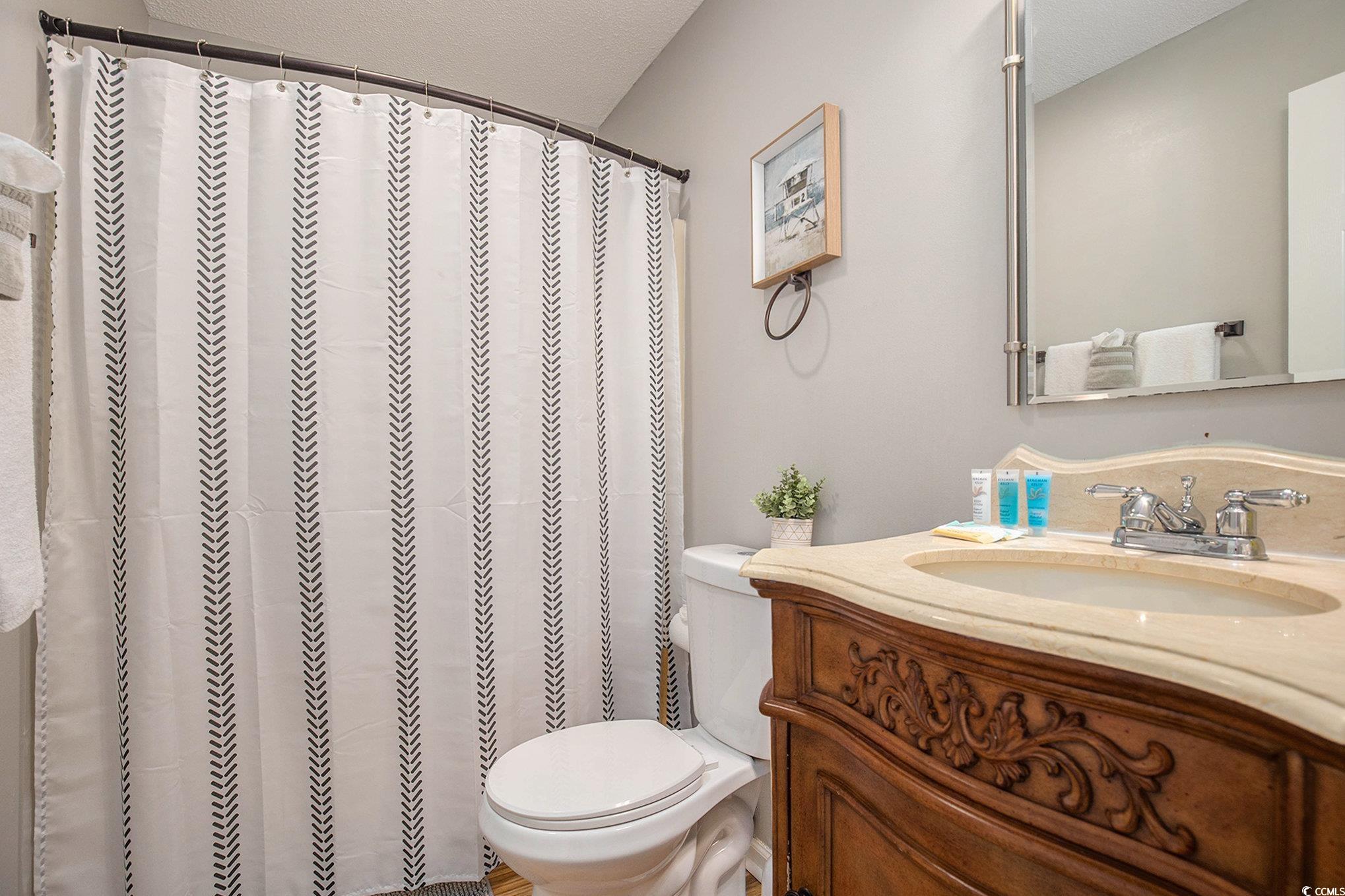 3700 Golf Colony Lane, Unit 14P Little River, SC 29566 - Photo 21 of 30 Bathroom featuring vanity, a textured ceiling, and