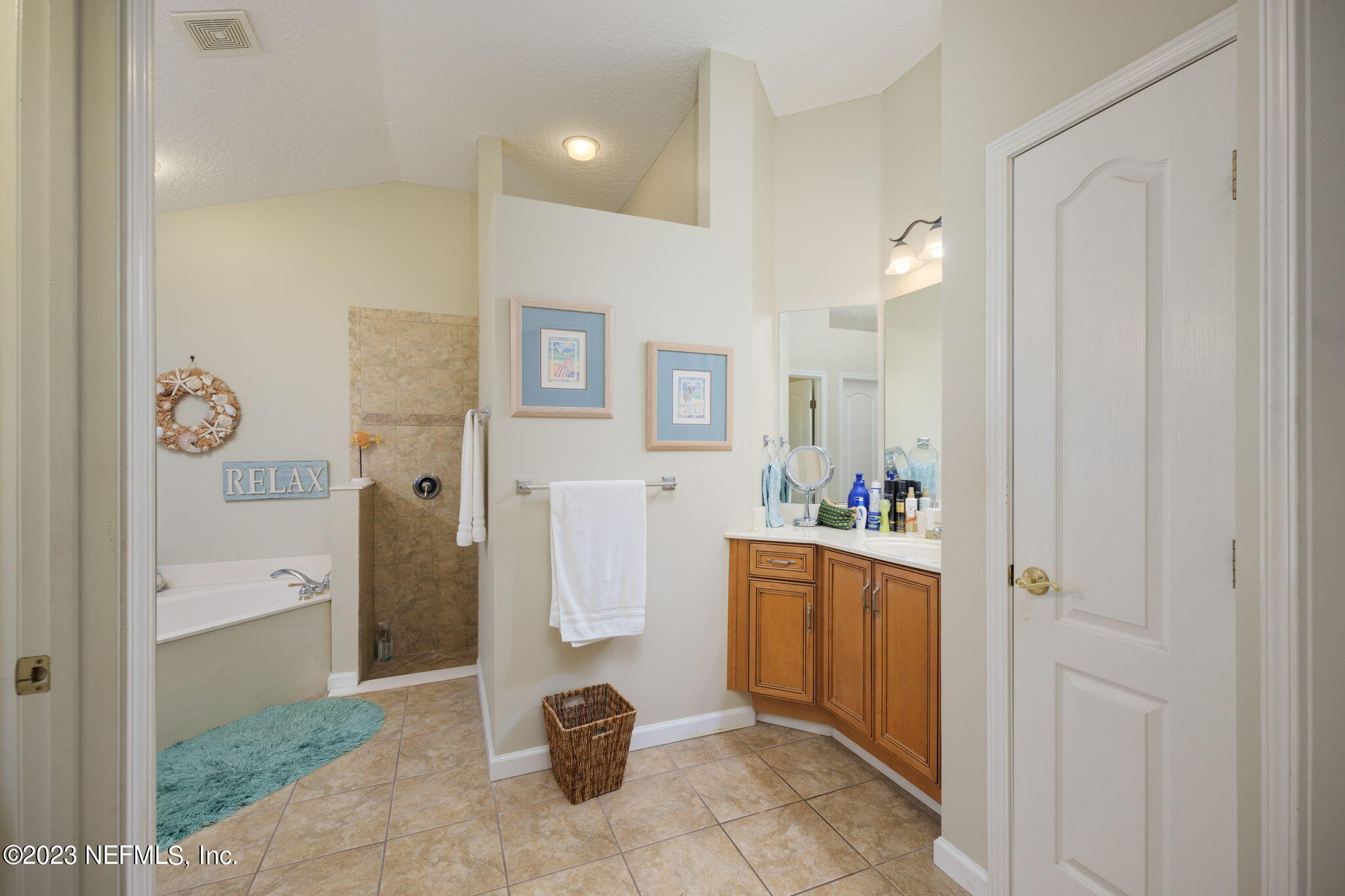 1075 Green Pine Circle Orange Park, FL 32065 - Photo 16 of 35 a spacious bathroom with a sink a mirror and a shower