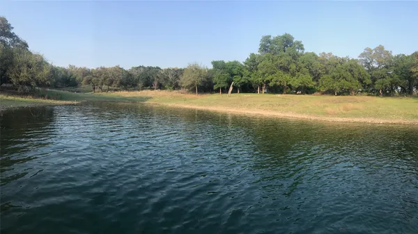 a view of a lake from a yard
