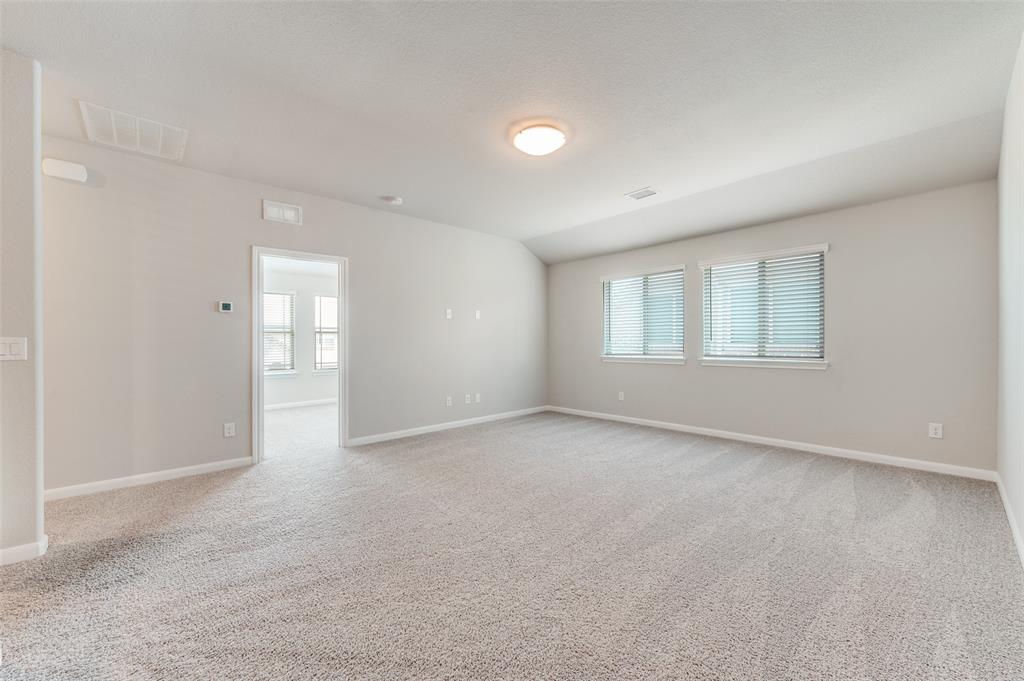 1240 Morning Ridge Trail Aubrey, TX 76227 - Photo 14 of 25 Empty room with light carpet and lofted ceiling