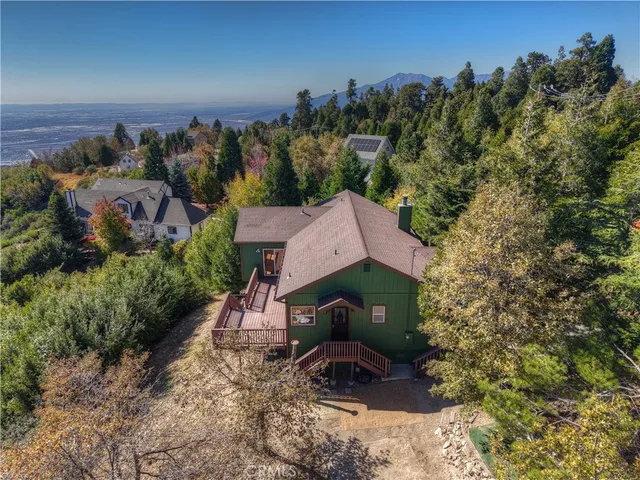 a view of a yard with plants and trees