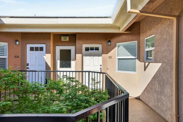 a front view of a house with staircase