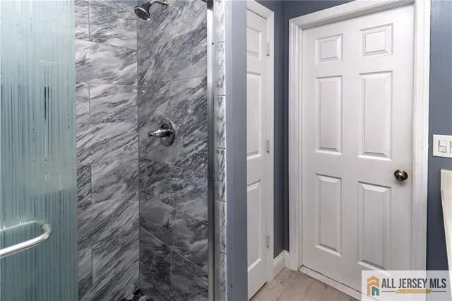 a bathroom with a shower