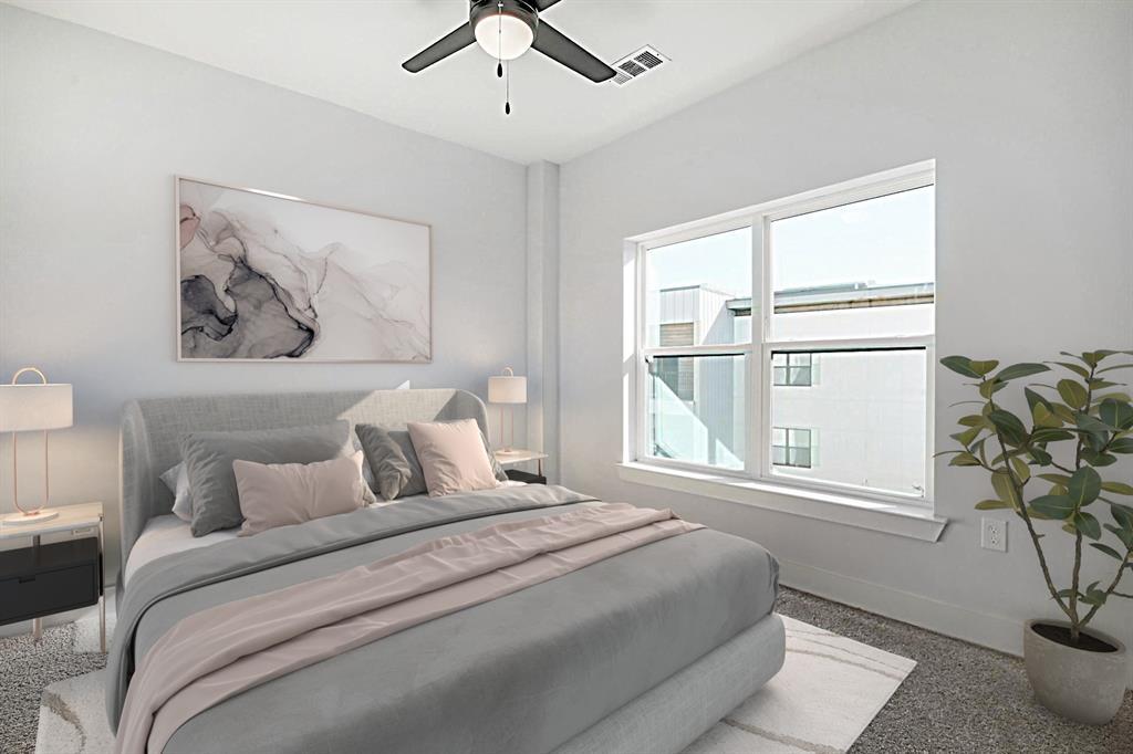 2500 Longview Street, Unit 501 Austin, TX 78705 - Photo 21 of 23 Bedroom with a ceiling fan and baseboards