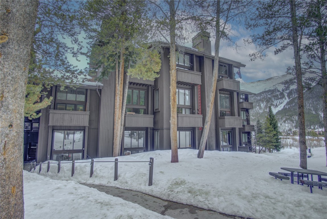 a view of a building with a tree