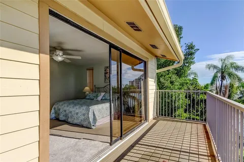 a balcony with city view