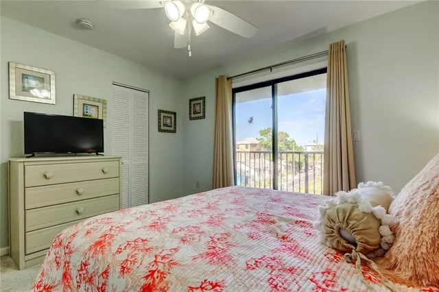 a view of a balcony from a bedroom