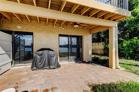 a view of a ocean with palm trees