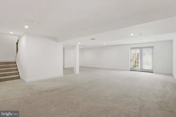 a view of a room with racks on the wall