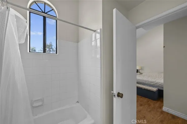 a bathroom with a bathtub
