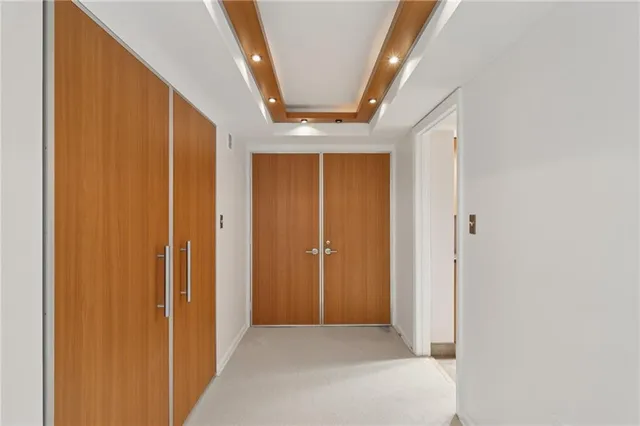 a view of an empty walk in closet