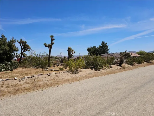a view of a road with a beach
