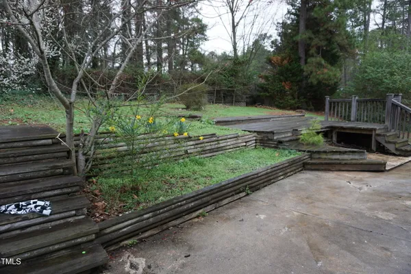 a view of a backyard with of trees