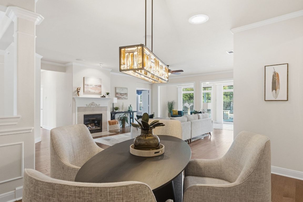 512 Armstrong Drive Georgetown, TX 78633 - Photo 14 of 40 a living room with fireplace furniture and a wooden floor