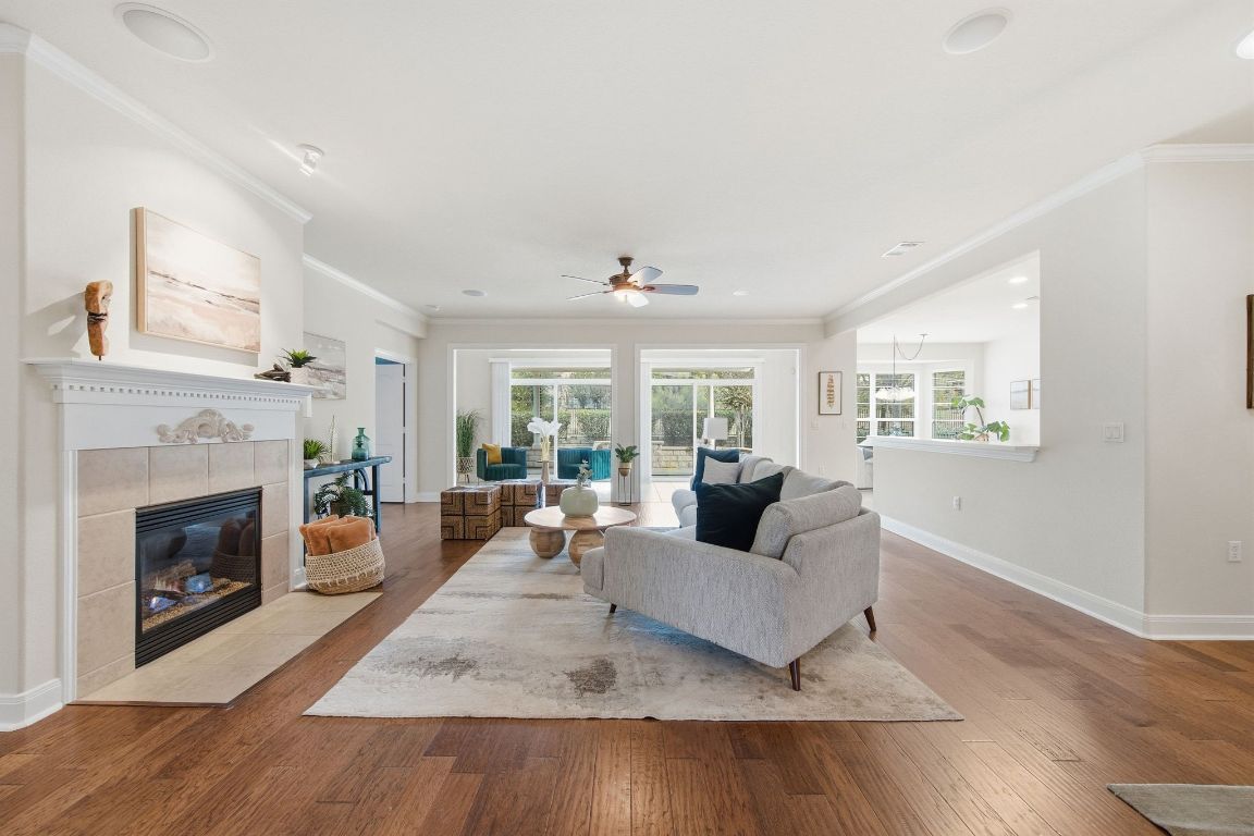 512 Armstrong Drive Georgetown, TX 78633 - Photo 5 of 40 a living room with furniture and a fireplace