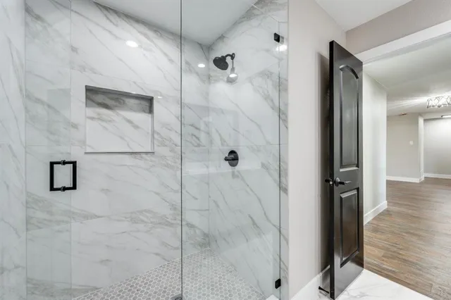 a bathroom with a shower