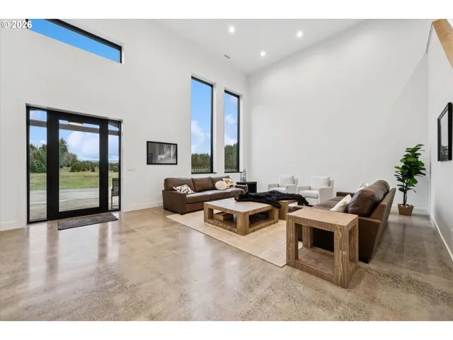 a living room with furniture a window and a potted plant
