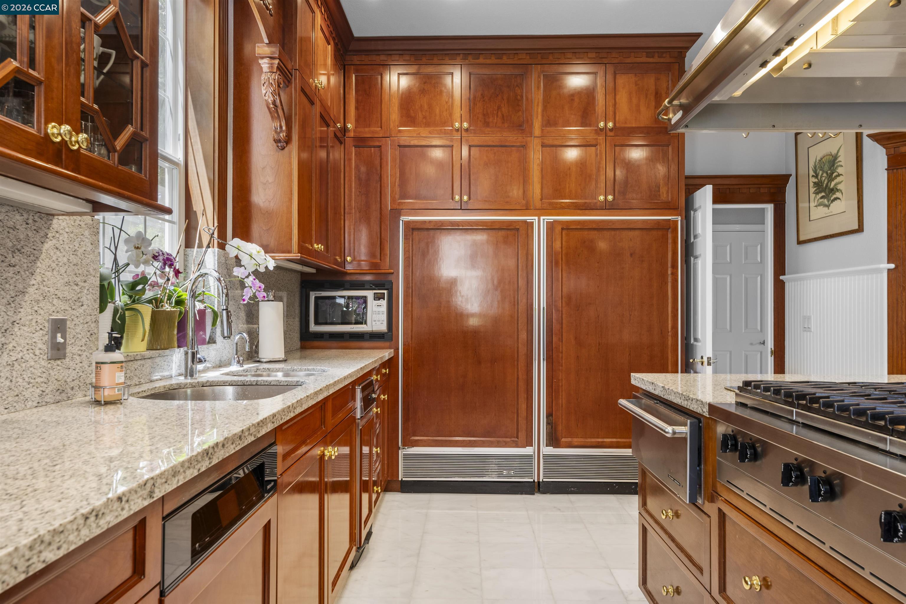 177 Oak Road Alamo, CA 94507 - Photo 20 of 85 a kitchen with stainless steel appliances granite countertop a refrigerator and a sink