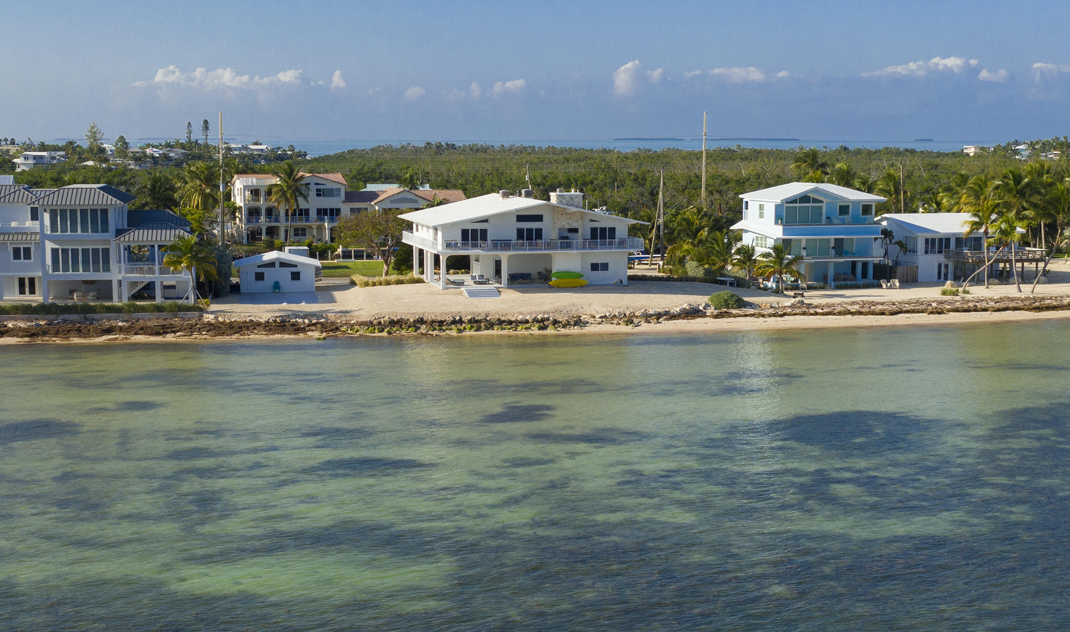 a view of a swimming pool and an outdoor space