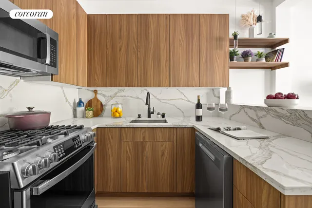 a kitchen with a stove and a sink