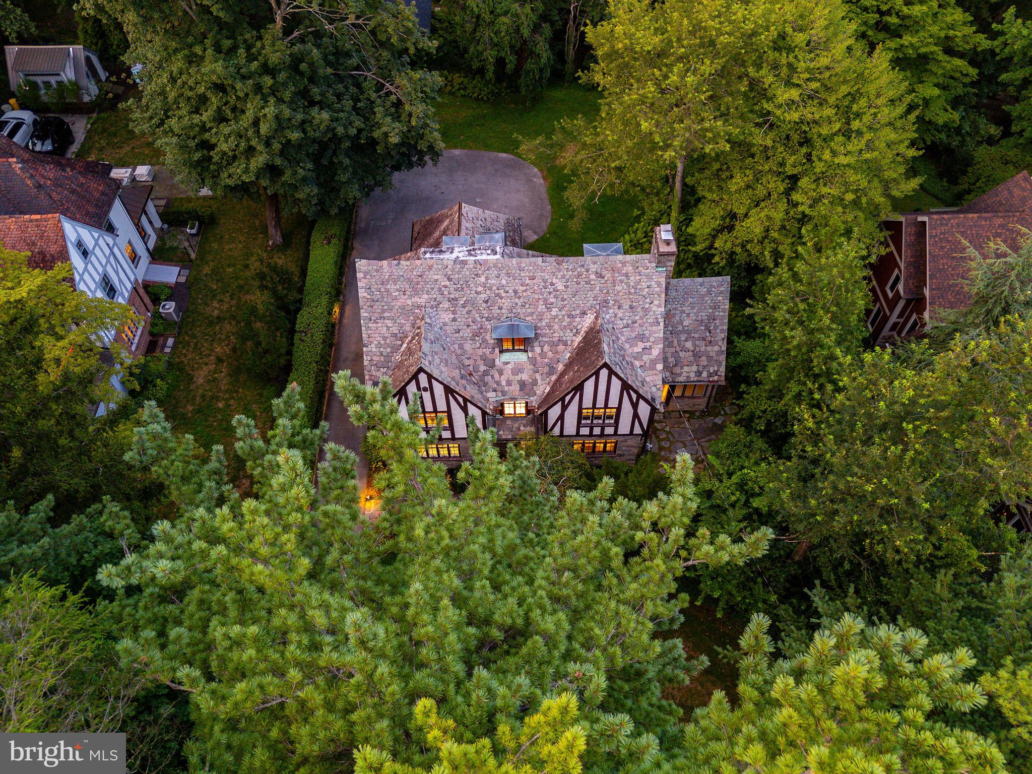 1419 County Line Road Bryn Mawr, PA 19010 - Photo 59 of 65 an aerial view of a house with a yard basket ball court and outdoor seating