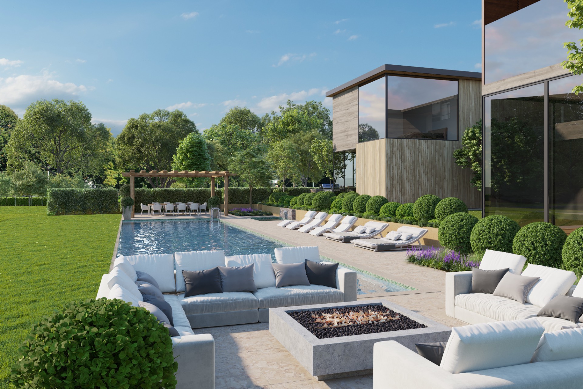 78 Bridgefield Road Bridgehampton, NY 11932 - Photo 6 of 7 a view of a patio with couches table and chairs with garden view