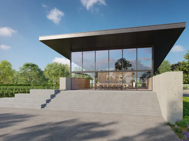 a view of a patio with a table and chairs
