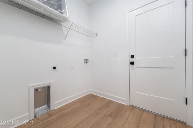 a view of small space with racks on the wall