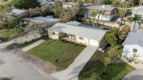 an aerial view of a house