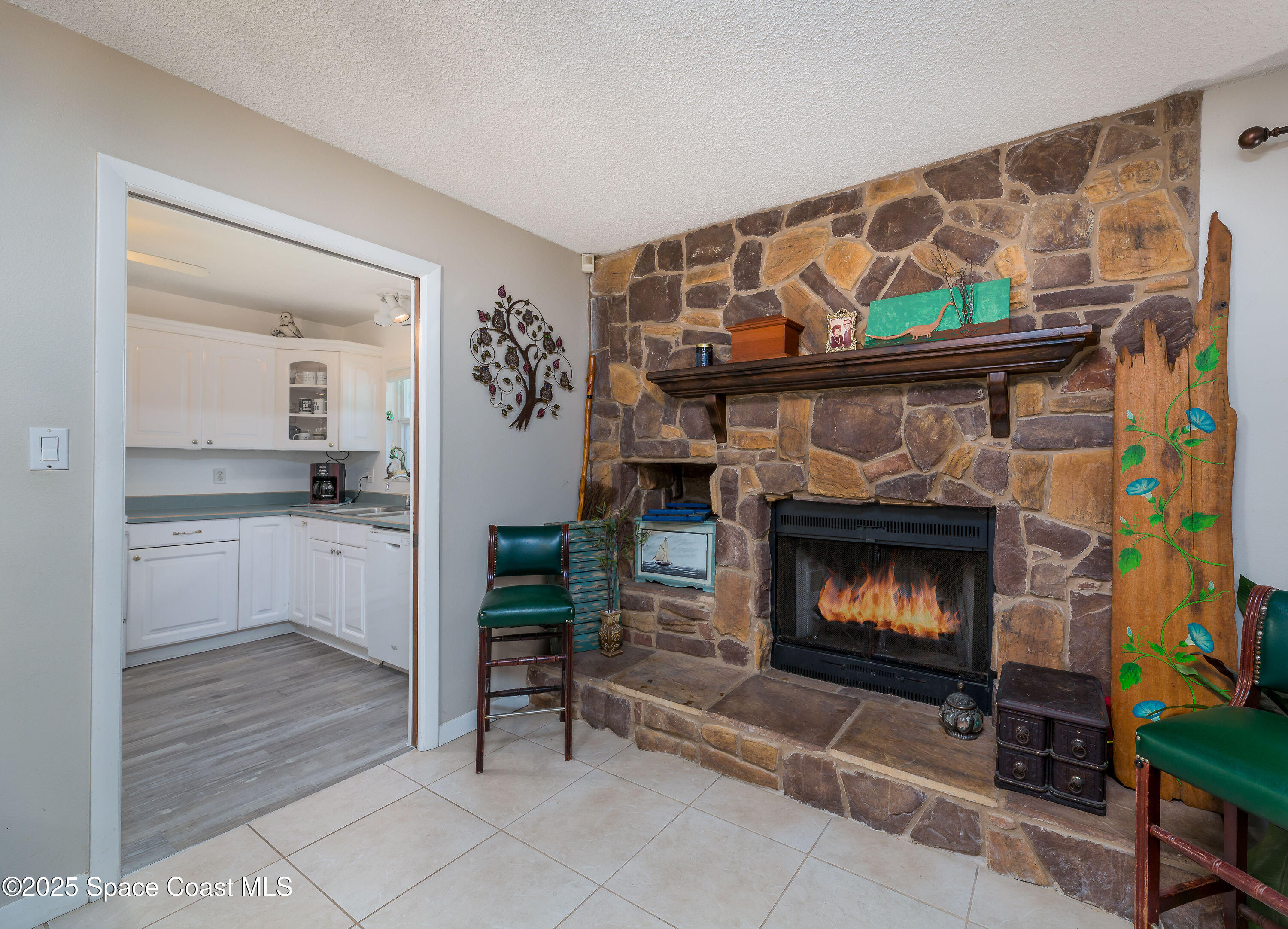 1135 Audubon Road Merritt Island, FL 32953 - Photo 12 of 52 a living room with furniture and a fireplace