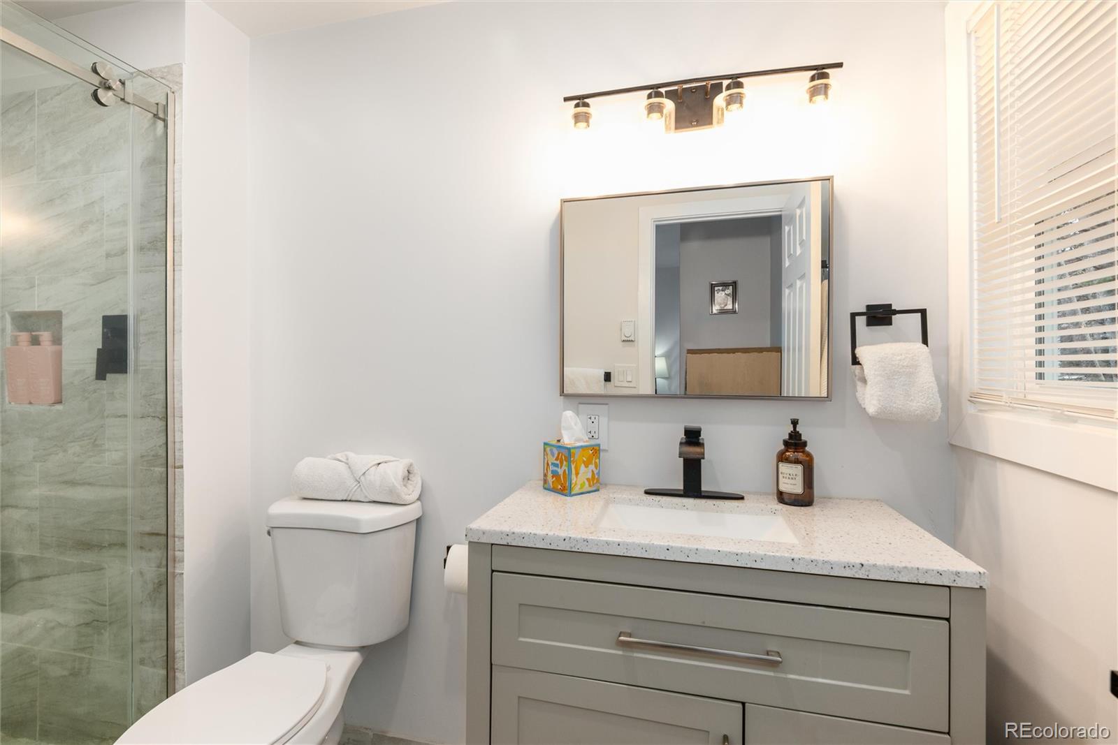 192 Little Creek Road Idaho Springs, CO 80452 - Photo 16 of 24 a bathroom with a toilet sink and mirror